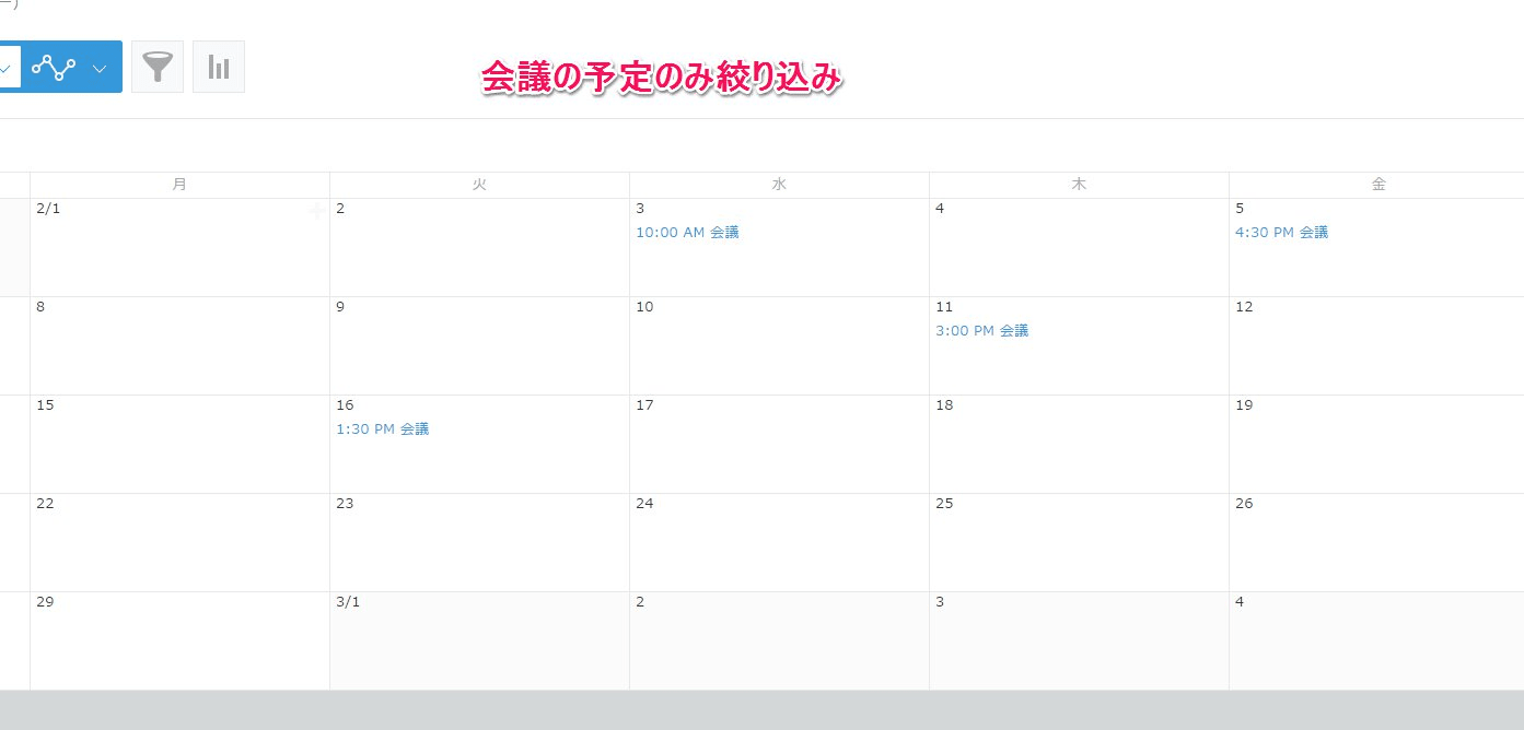 会議の予定のみ絞り込み表示設定画面