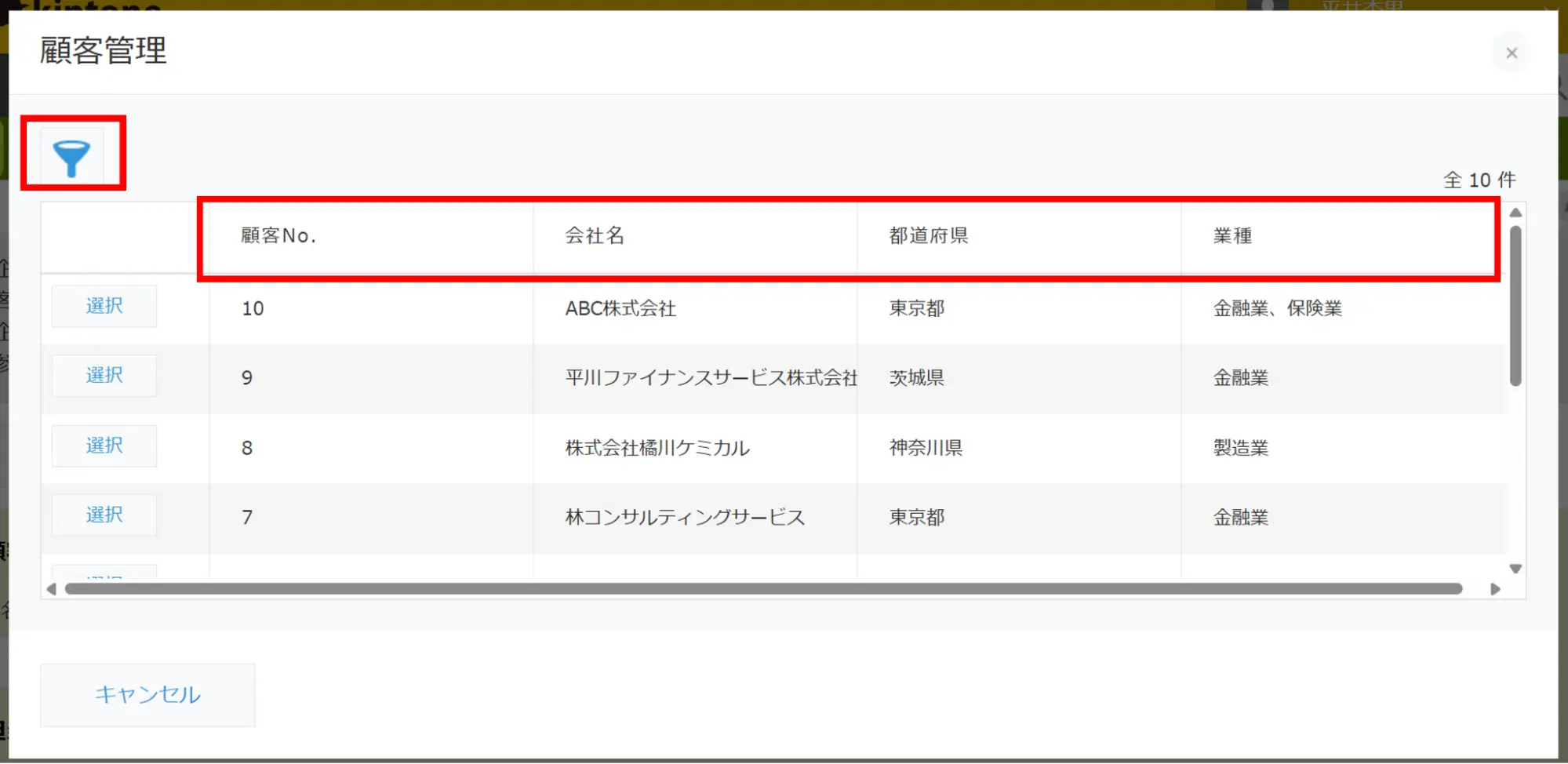 「コピー元のレコードの選択時に表示するフィールド」が表示されている
