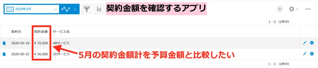 契約金額を確認するアプリ