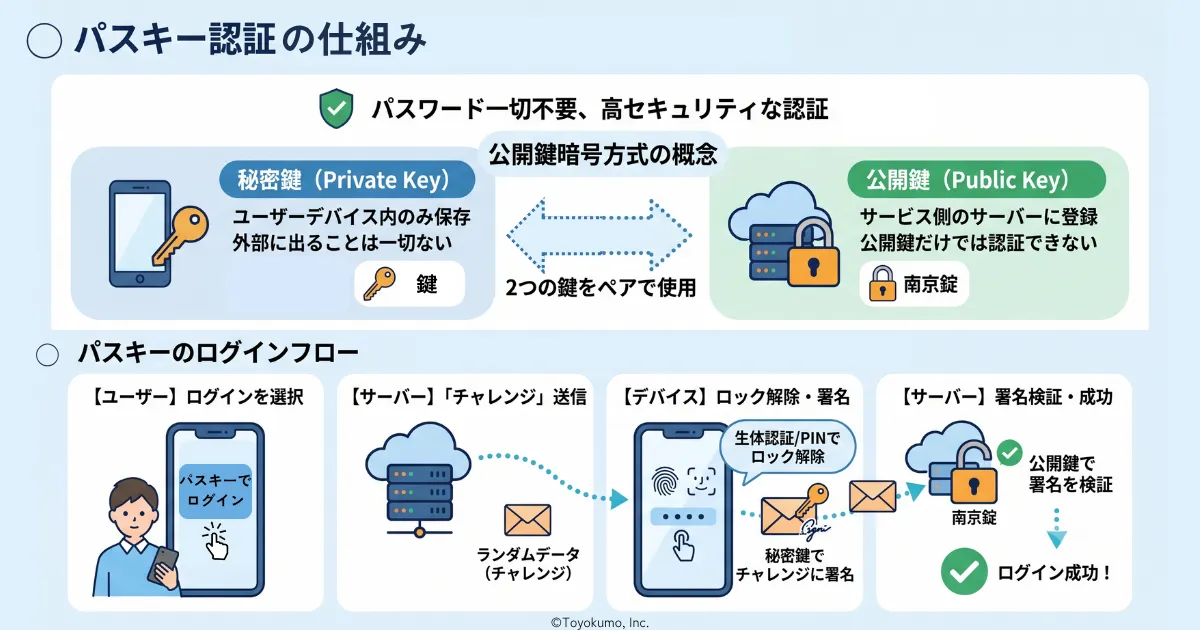 パスキーの仕組みと認証の流れの解説