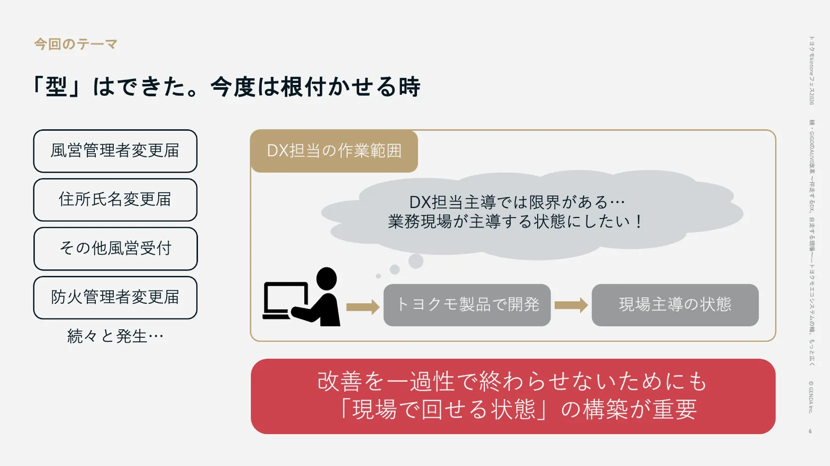 「型」はできた。今後は根付かせる時