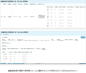 株の売買申請一覧を確認できる画面