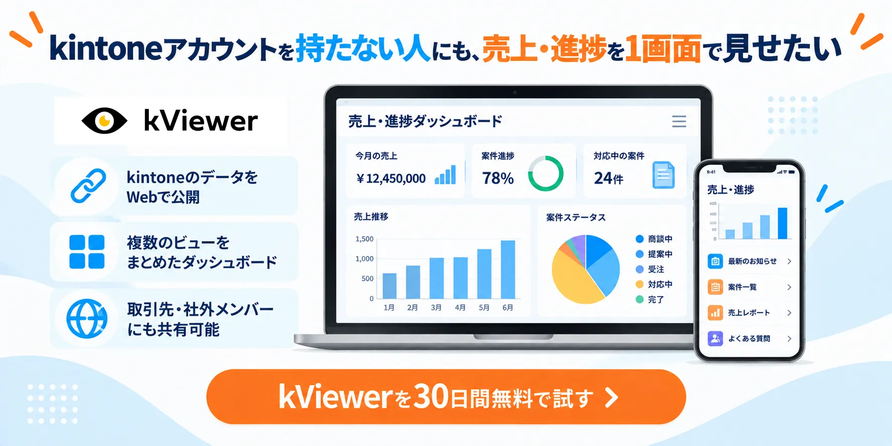 kintoneアカウントがない人にもデータを見せたいならkViewer