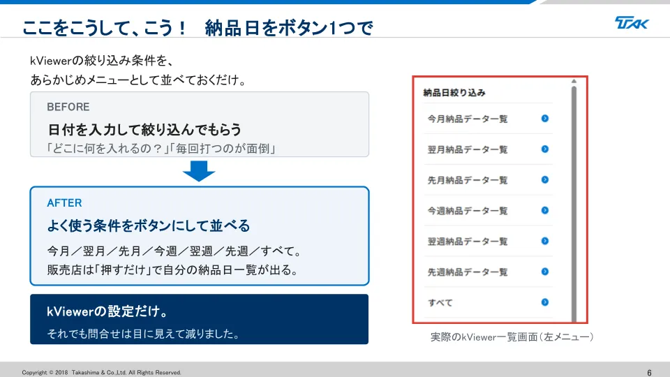 納品日をボタン1つで表示