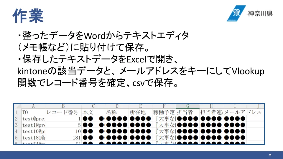 Word→テキストエディタ→Excelで保存